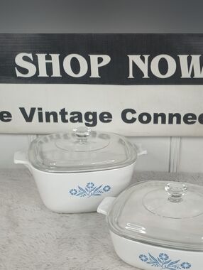 VTG Corning Ware Blue Cornflower Casserole Set (4pc) P-1 3/4-B & 1 Qt P-1-B